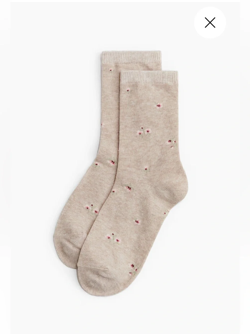 H&M Floral socks tan beige pink flower print h & m